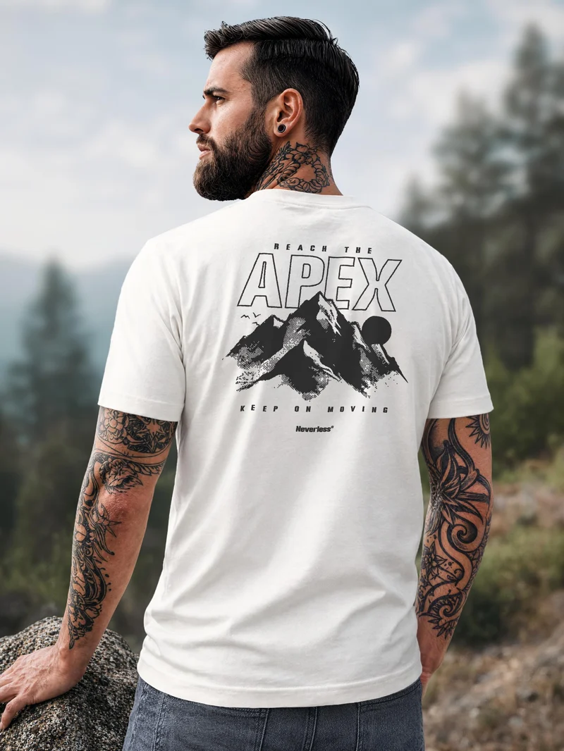 Herren T-Shirt Backprint - Design Apex mountain - Baumwollshirt Männer Fashion Streetstyle Slim Fit