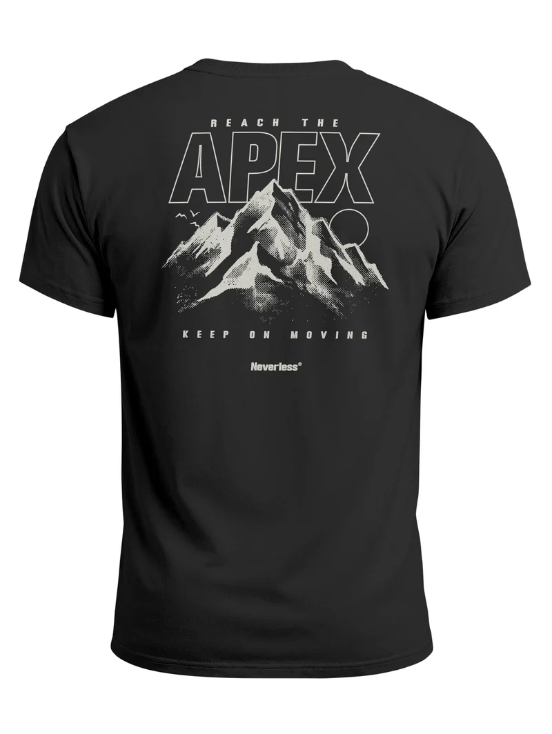 Herren T-Shirt Backprint - Design Apex mountain - Baumwollshirt Männer Fashion Streetstyle Slim Fit