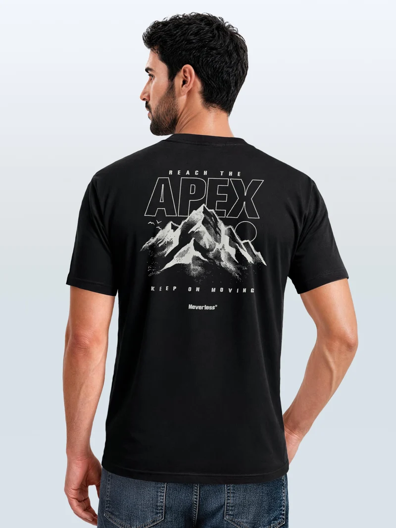 Herren T-Shirt Backprint - Design Apex mountain - Baumwollshirt Männer Fashion Streetstyle Slim Fit