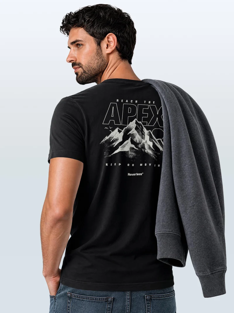 Herren T-Shirt Backprint - Design Apex mountain - Baumwollshirt Männer Fashion Streetstyle Slim Fit