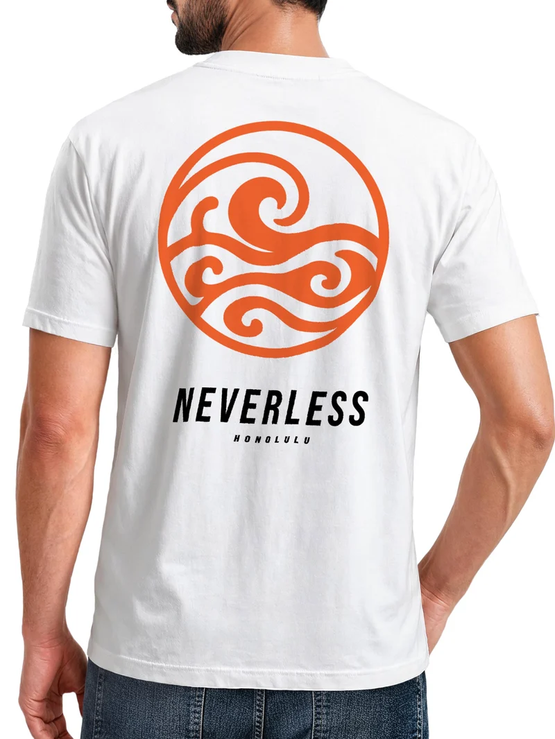 Herren T-Shirt Backprint - Design Wave Welle - Baumwollshirt Männer Fashion Streetstyle Slim Fit