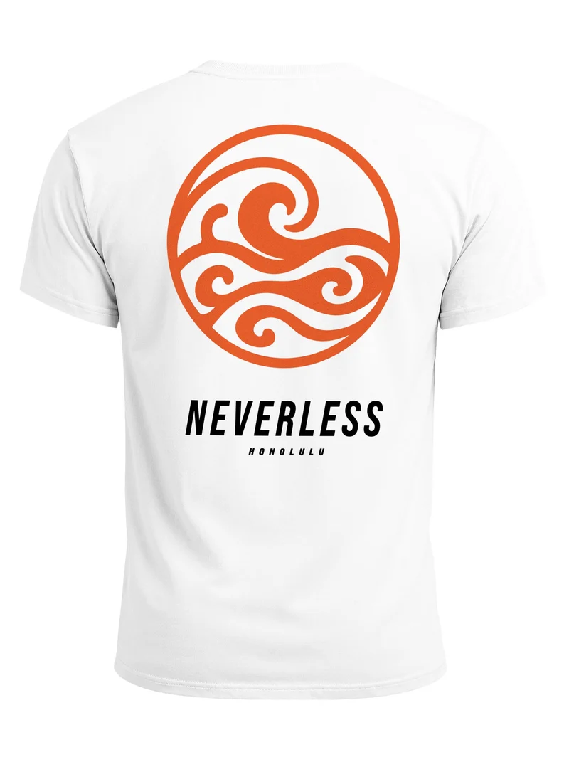 Herren T-Shirt Backprint - Design Wave Welle - Baumwollshirt Männer Fashion Streetstyle Slim Fit
