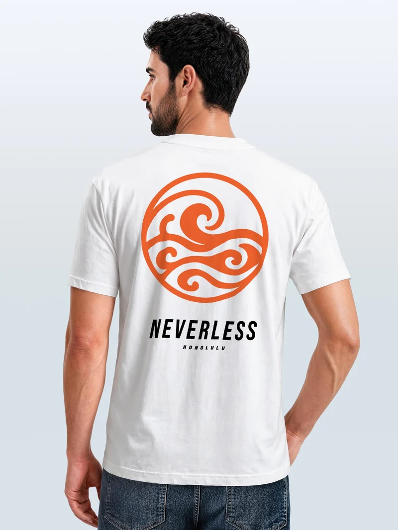 Herren T-Shirt Backprint - Design Wave Welle - Baumwollshirt Männer Fashion Streetstyle Slim Fit