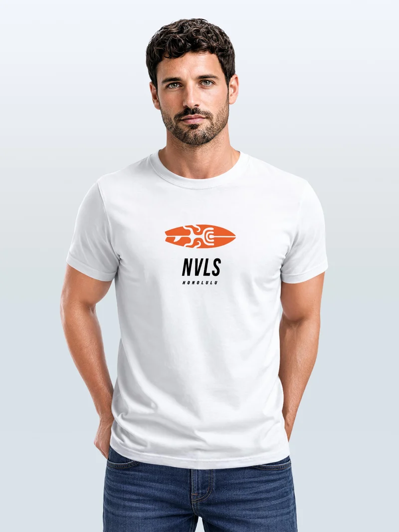 Herren T-Shirt Backprint - Design Wave Welle - Baumwollshirt Männer Fashion Streetstyle Slim Fit