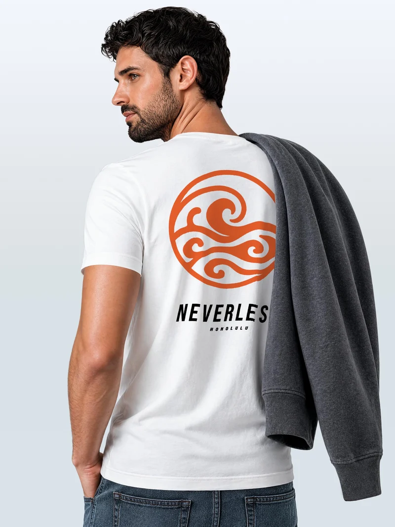 Herren T-Shirt Backprint - Design Wave Welle - Baumwollshirt Männer Fashion Streetstyle Slim Fit