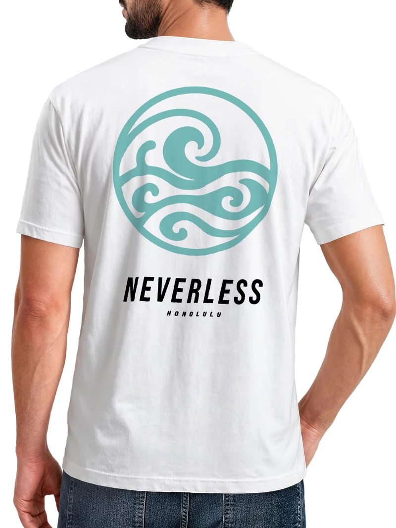 Herren T-Shirt Backprint - Design Wave Welle - Baumwollshirt Männer Fashion Streetstyle Slim Fit