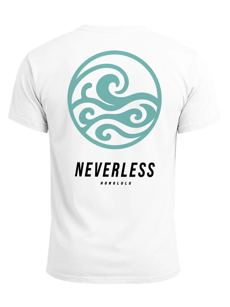 Herren T-Shirt Backprint - Design Wave Welle - Baumwollshirt Männer Fashion Streetstyle Slim Fit