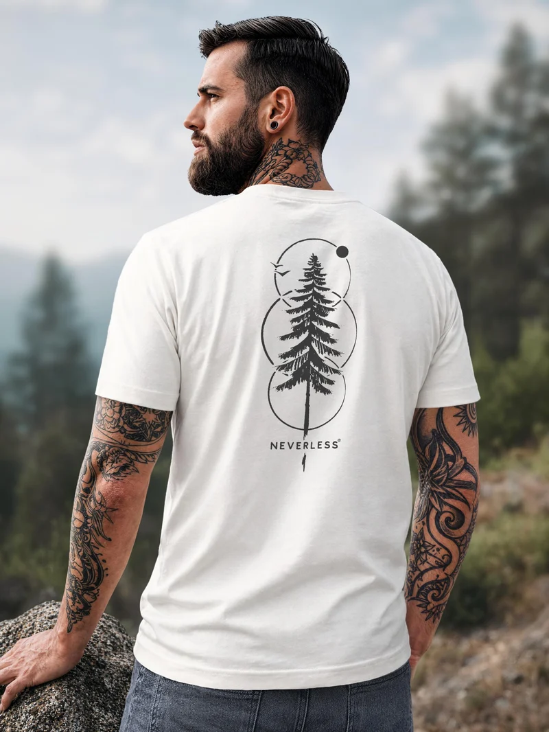Herren T-Shirt Frontprint - Outdoor Baum Design - Baumwollshirt Männer Fashion Streetstyle Slim Fit