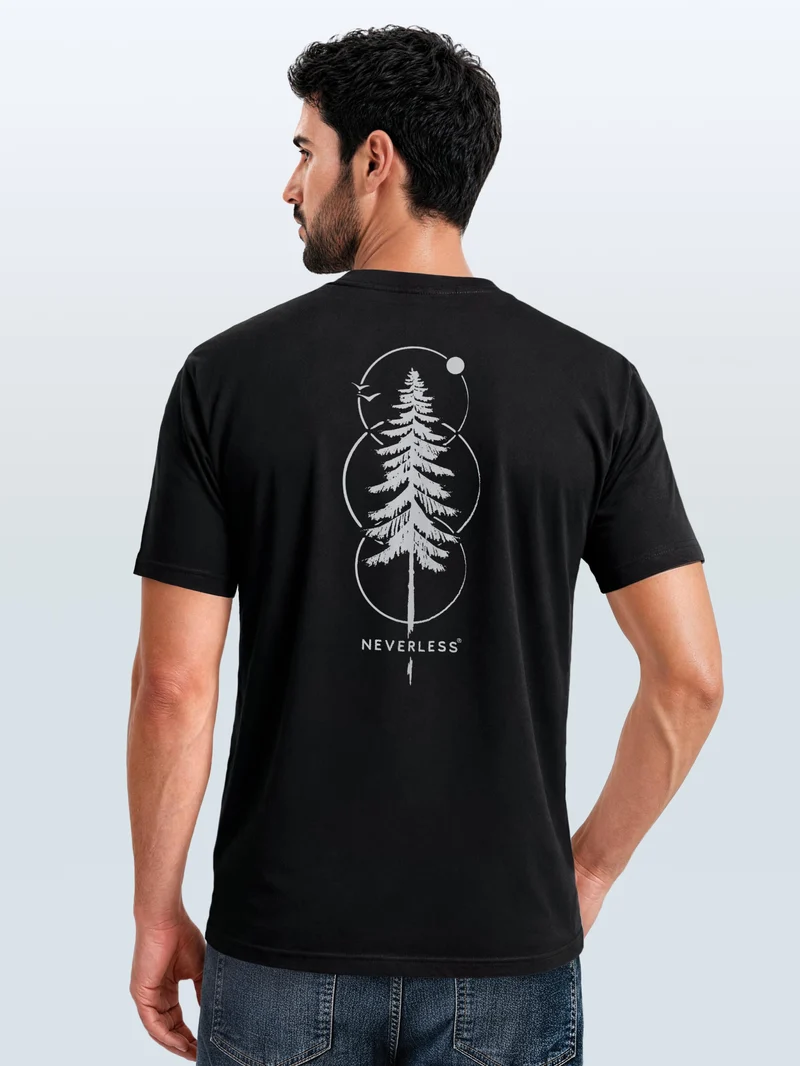 Herren T-Shirt Frontprint - Outdoor Baum Design - Baumwollshirt Männer Fashion Streetstyle Slim Fit