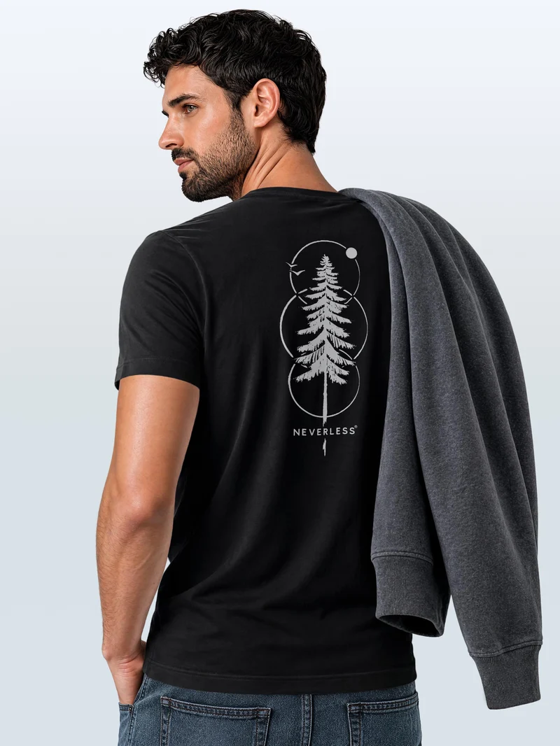 Herren T-Shirt Frontprint - Outdoor Baum Design - Baumwollshirt Männer Fashion Streetstyle Slim Fit