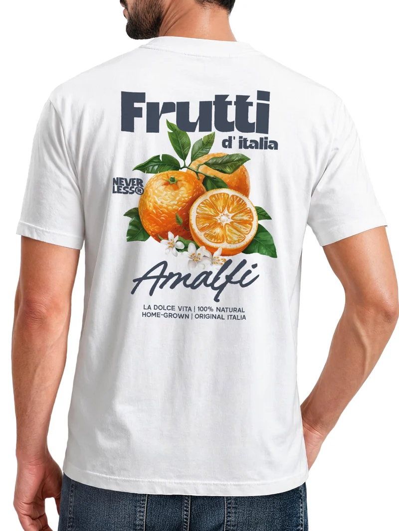 Herren T-Shirt Backprint - Orangen Design Amalfi - Baumwollshirt Männer Fashion Streetstyle Slim Fit