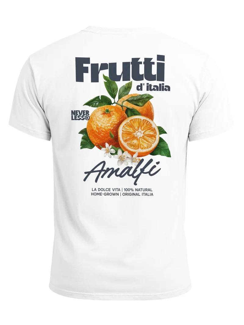 Herren T-Shirt Backprint - Orangen Design Amalfi - Baumwollshirt Männer Fashion Streetstyle Slim Fit