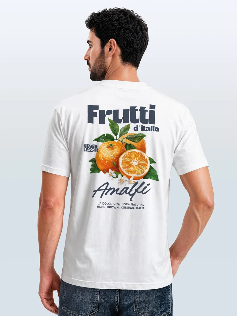 Herren T-Shirt Backprint - Orangen Design Amalfi - Baumwollshirt Männer Fashion Streetstyle Slim Fit