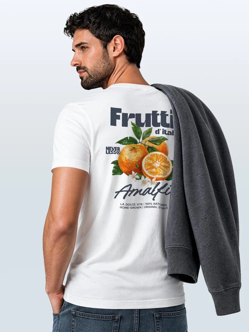 Herren T-Shirt Backprint - Orangen Design Amalfi - Baumwollshirt Männer Fashion Streetstyle Slim Fit