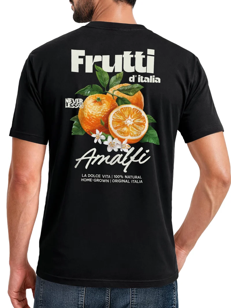 Herren T-Shirt Backprint - Orangen Design Amalfi - Baumwollshirt Männer Fashion Streetstyle Slim Fit