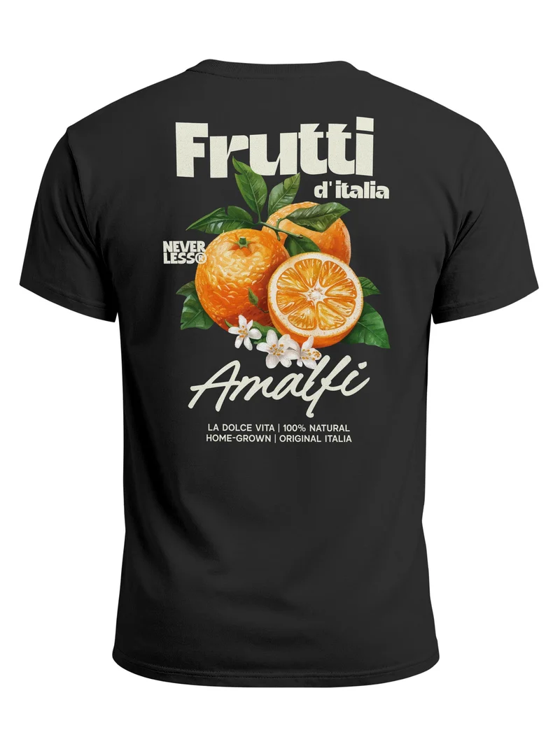 Herren T-Shirt Backprint - Orangen Design Amalfi - Baumwollshirt Männer Fashion Streetstyle Slim Fit