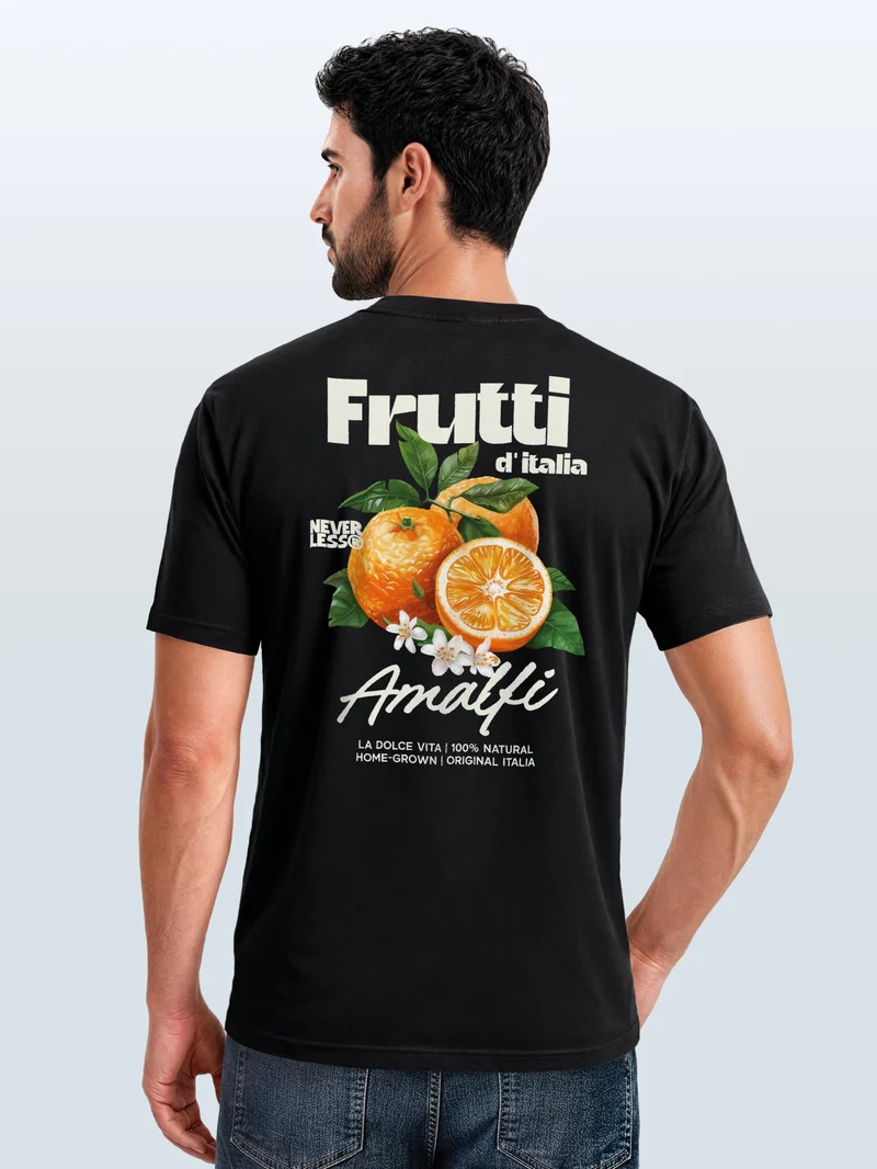 Herren T-Shirt Backprint - Orangen Design Amalfi - Baumwollshirt Männer Fashion Streetstyle Slim Fit