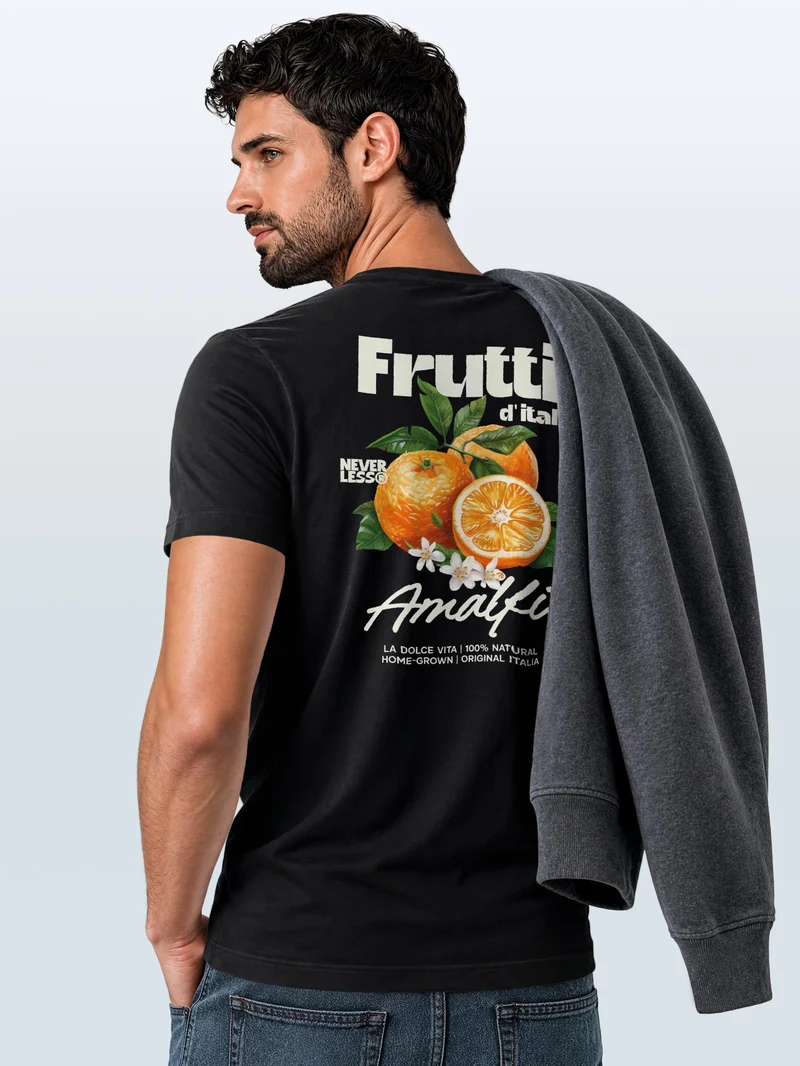 Herren T-Shirt Backprint - Orangen Design Amalfi - Baumwollshirt Männer Fashion Streetstyle Slim Fit