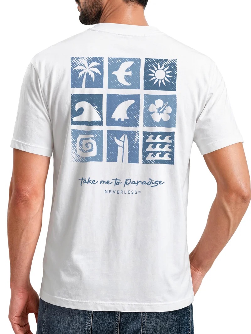 Herren T-Shirt Backprint - Beach Feeling Design - Baumwollshirt Männer Fashion Streetstyle Slim Fit