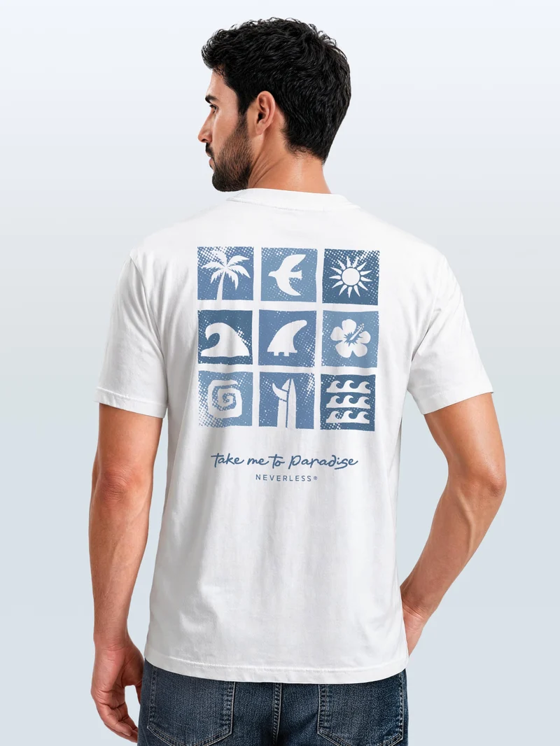 Herren T-Shirt Backprint - Beach Feeling Design - Baumwollshirt Männer Fashion Streetstyle Slim Fit
