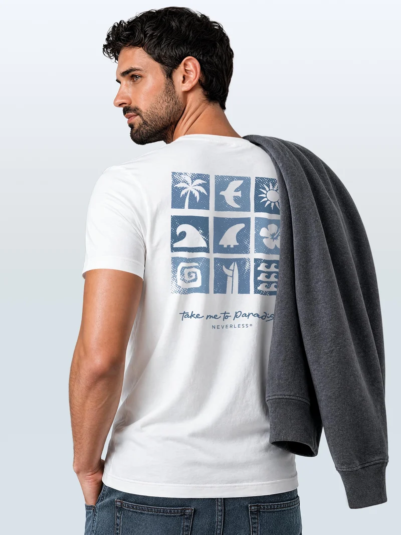Herren T-Shirt Backprint - Beach Feeling Design - Baumwollshirt Männer Fashion Streetstyle Slim Fit