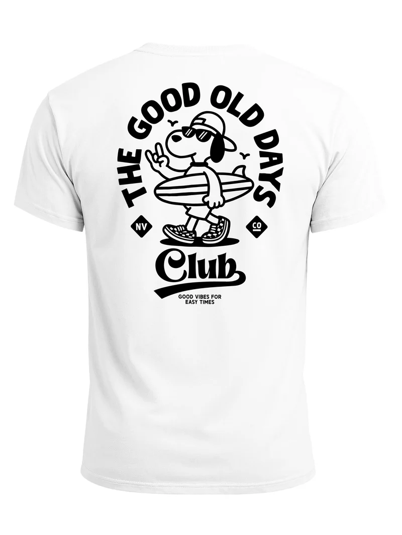 Herren T-Shirt Backprint - Surfing Design Good old Days - Baumwollshirt Männer Fashion Streetstyle Slim Fit