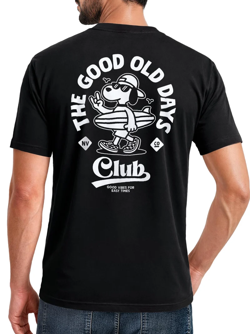 Herren T-Shirt Backprint - Surfing Design Good old Days - Baumwollshirt Männer Fashion Streetstyle Slim Fit