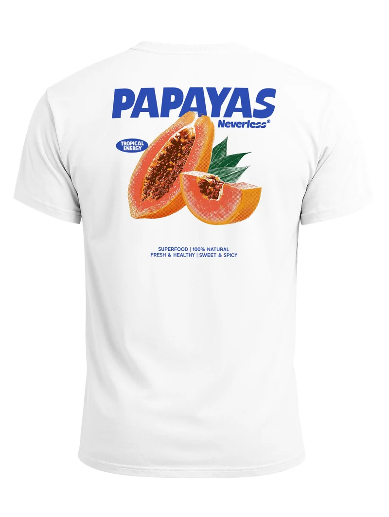 Herren T-Shirt Backprint - Papaya Fruit Design - Baumwollshirt Männer Fashion Streetstyle Slim Fit