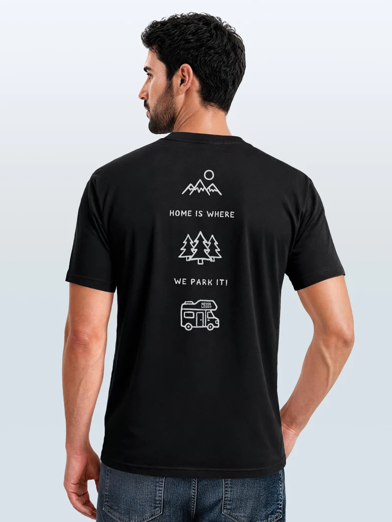 Herren T-Shirt Backprint - Minimalistic Camping Design - Baumwollshirt Männer Fashion Streetstyle Slim Fit