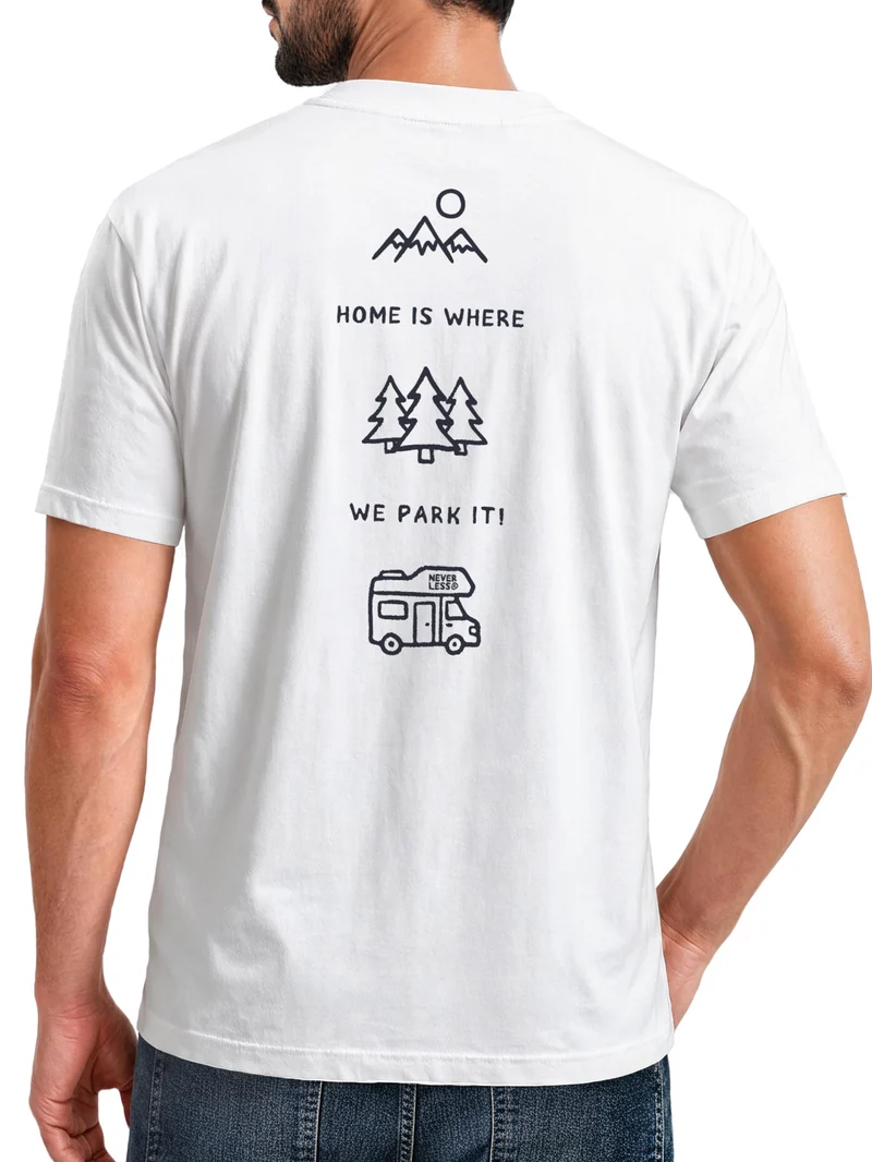 Herren T-Shirt Backprint - Minimalistic Camping Design - Baumwollshirt Männer Fashion Streetstyle Slim Fit