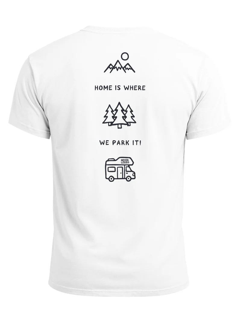 Herren T-Shirt Backprint - Minimalistic Camping Design - Baumwollshirt Männer Fashion Streetstyle Slim Fit