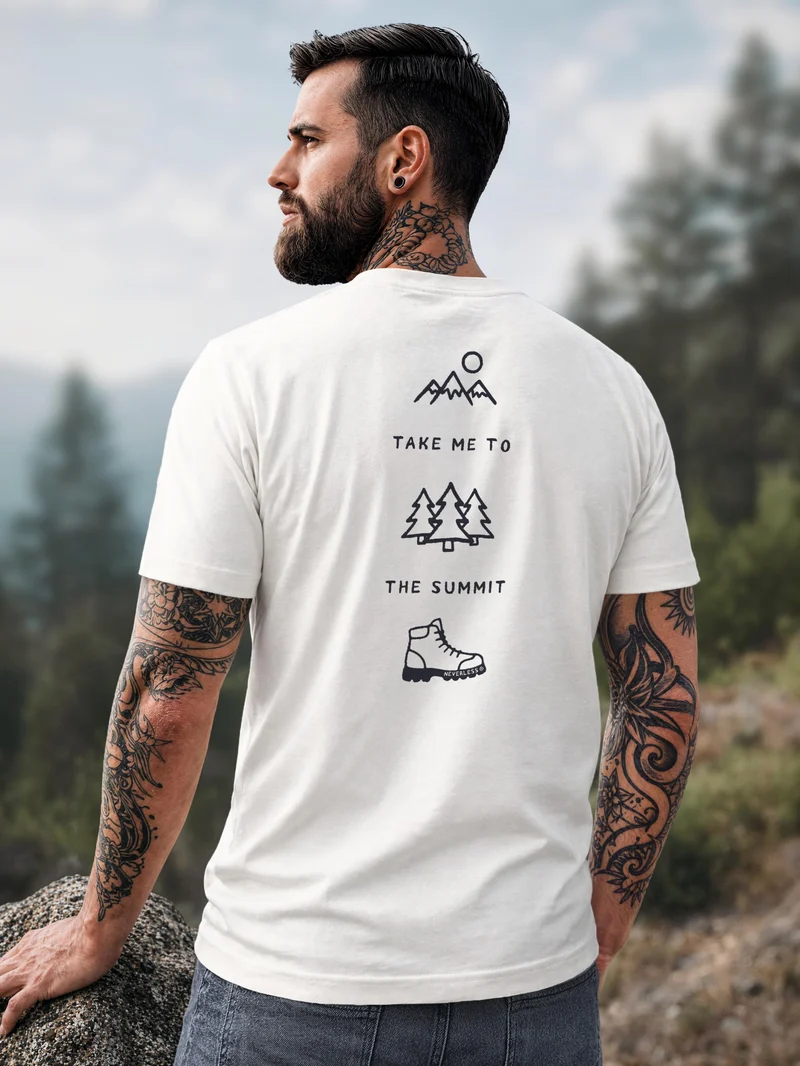 Herren T-Shirt Backprint - Outdoor Icons - Baumwollshirt Männer Fashion Streetstyle Slim Fit