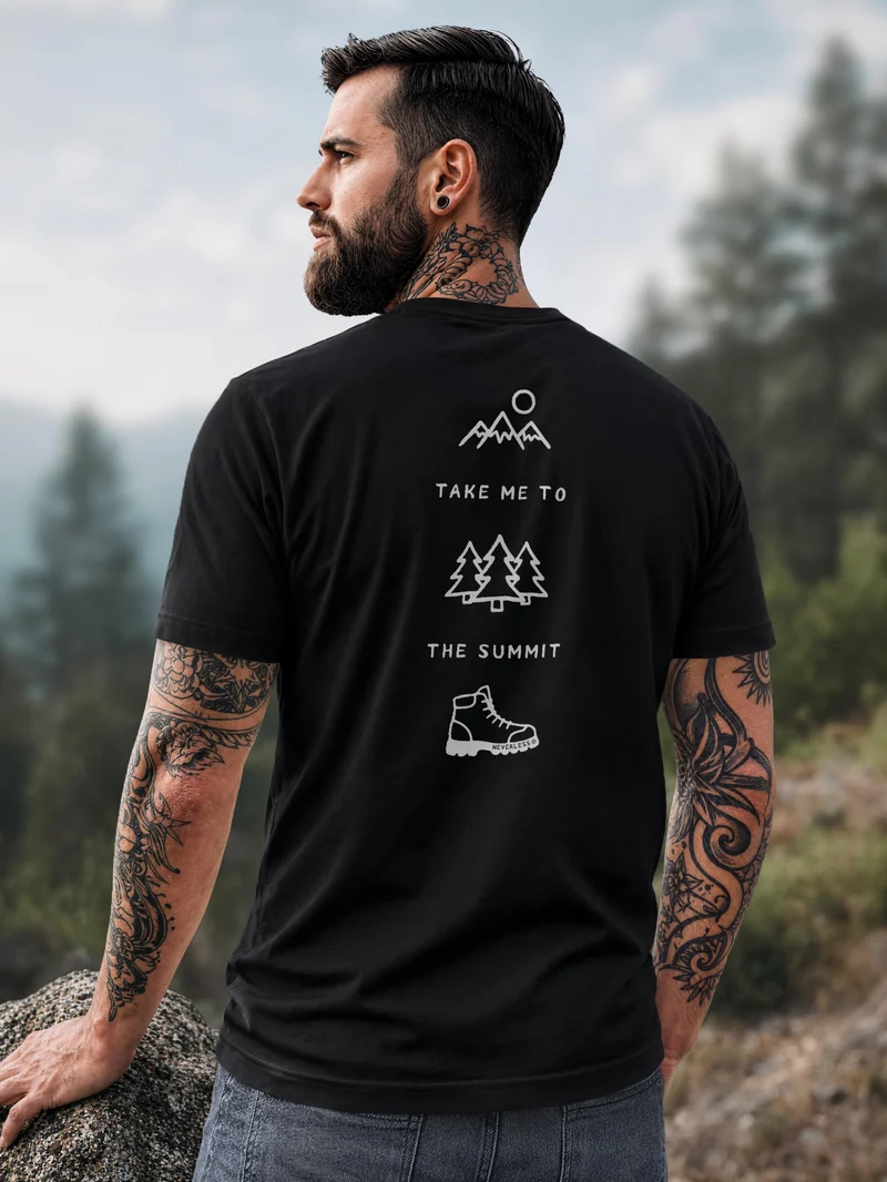 Herren T-Shirt Backprint - Outdoor Icons - Baumwollshirt Männer Fashion Streetstyle Slim Fit