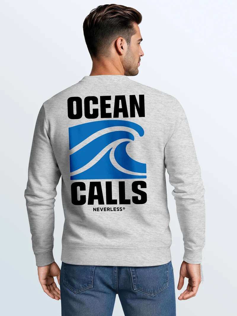 Herren Sweatshirt Ocean Calls Wave Backprint Regular Fit