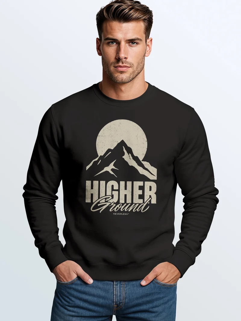 Herren Sweatshirt Higher Ground Mountain Frontprint Regular Fit