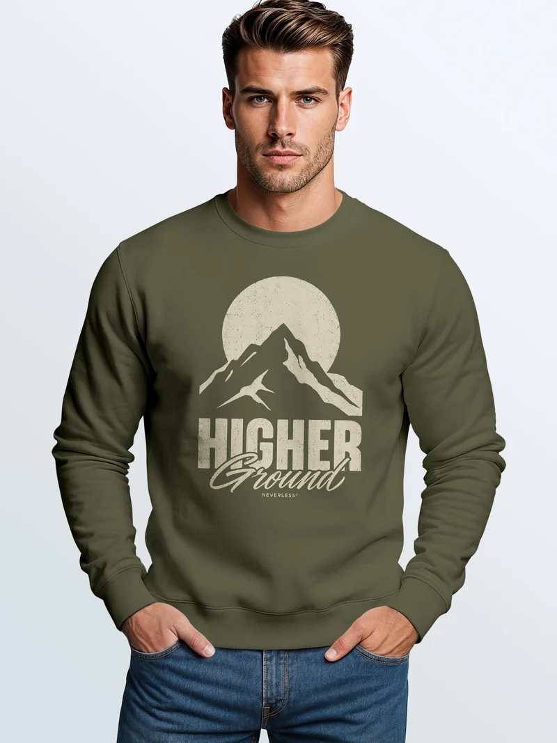 Herren Sweatshirt Higher Ground Mountain Frontprint Regular Fit