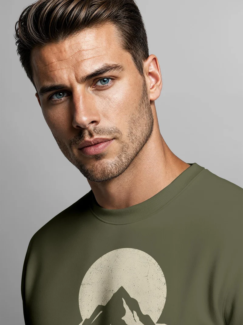 Herren Sweatshirt Higher Ground Mountain Frontprint Regular Fit