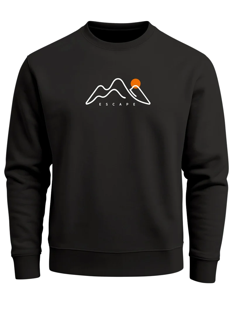 Herren Sweatshirt Escape Mountain Brustprint Regular Fit