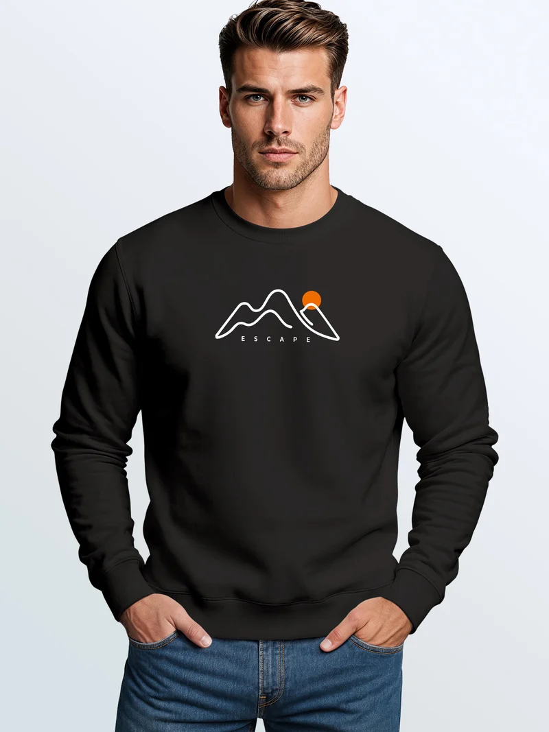 Herren Sweatshirt Escape Mountain Brustprint Regular Fit