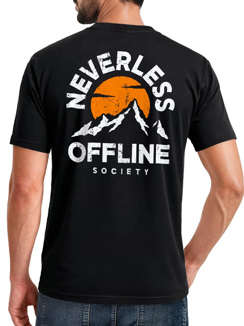 Herren T-Shirt Mountain Offline Society Backprint Slim Fit
