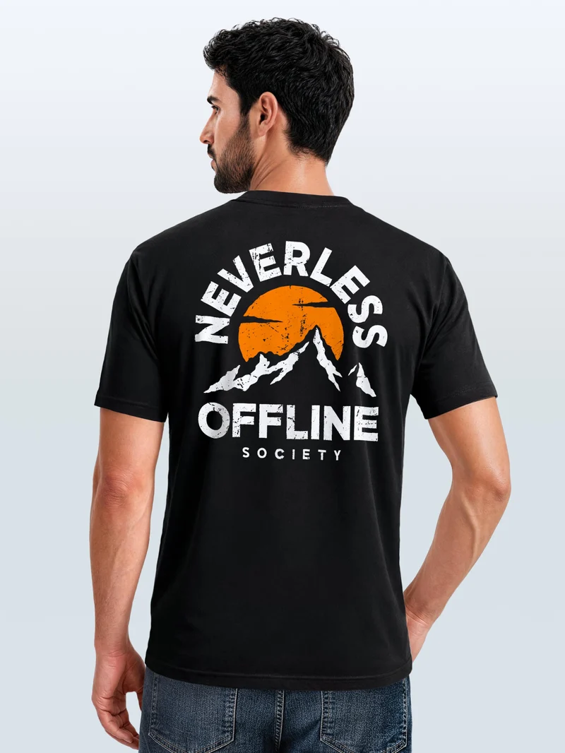 Herren T-Shirt Mountain Offline Society Backprint Slim Fit