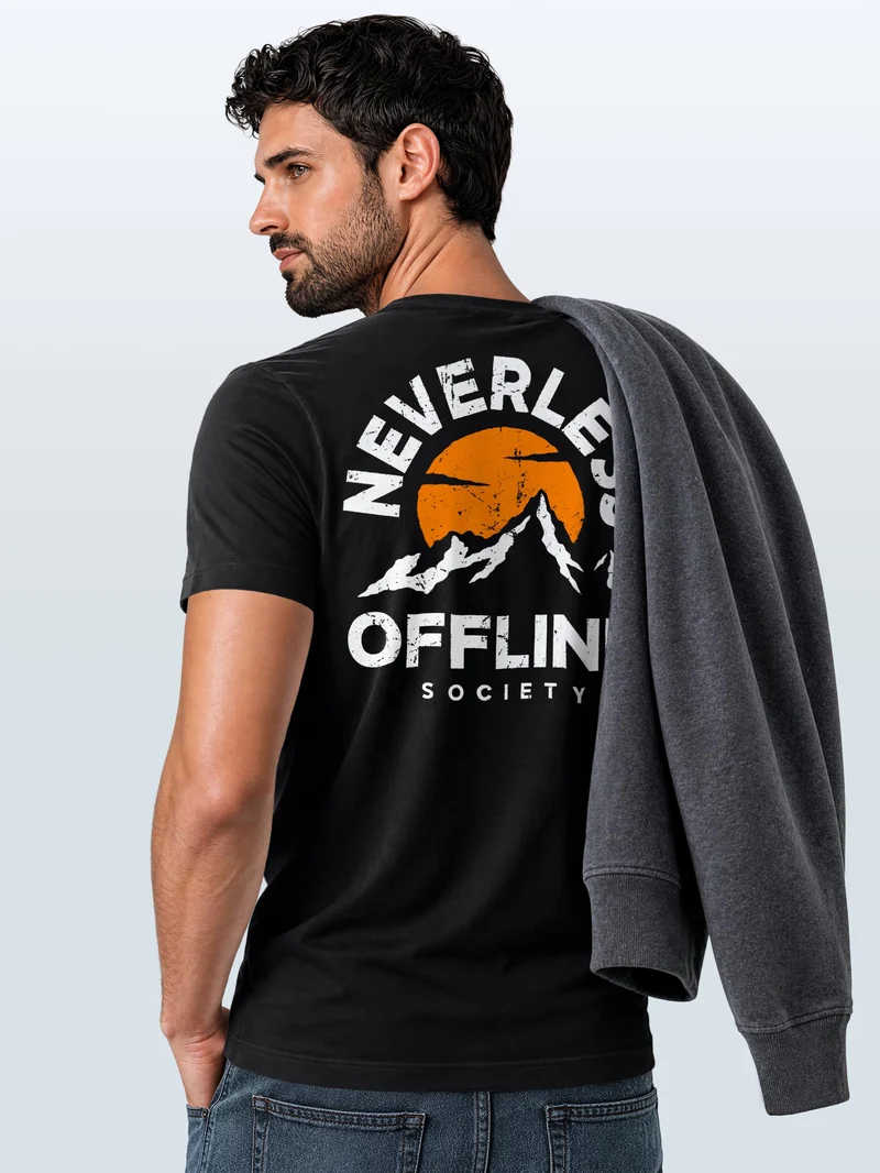 Herren T-Shirt Mountain Offline Society Backprint Slim Fit