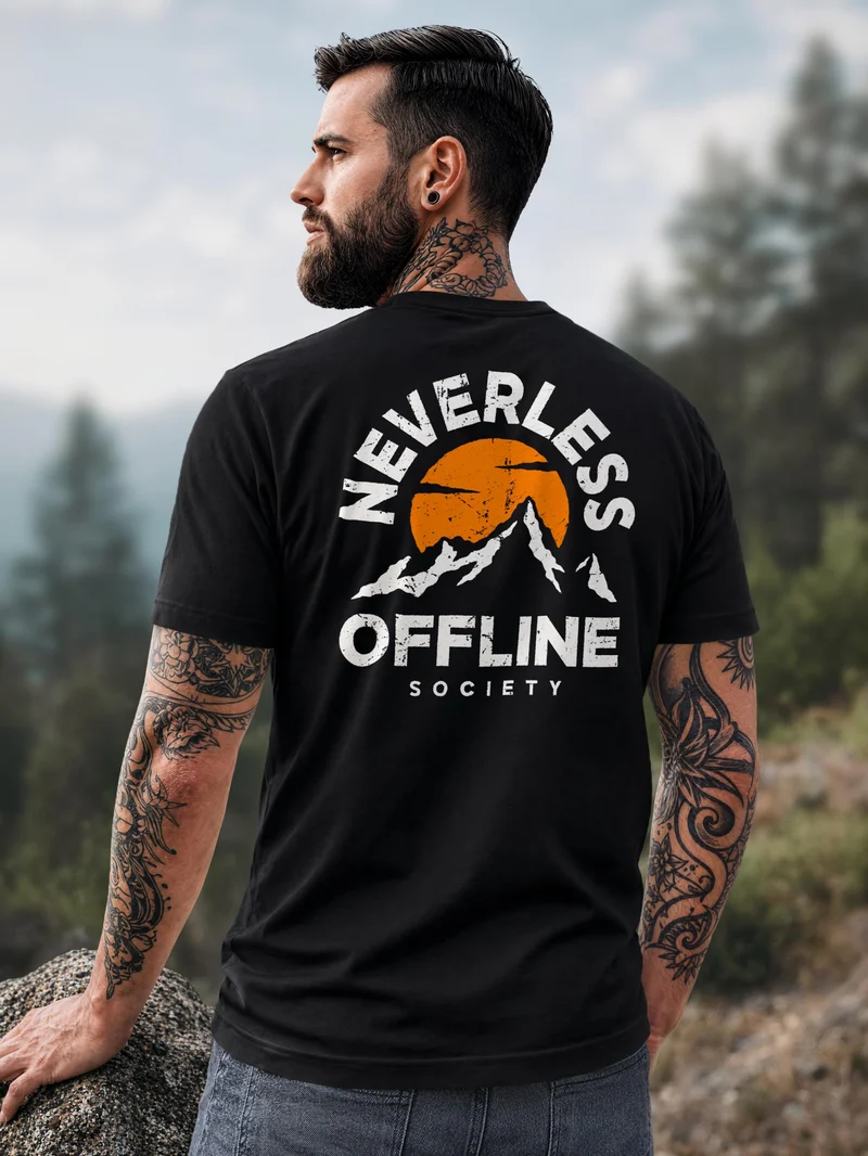 Herren T-Shirt Mountain Offline Society Backprint Slim Fit