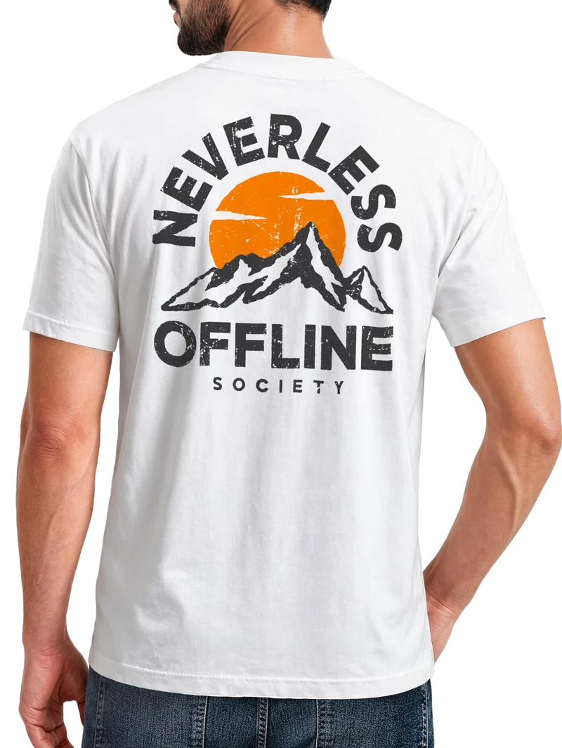 Herren T-Shirt Mountain Offline Society Backprint Slim Fit
