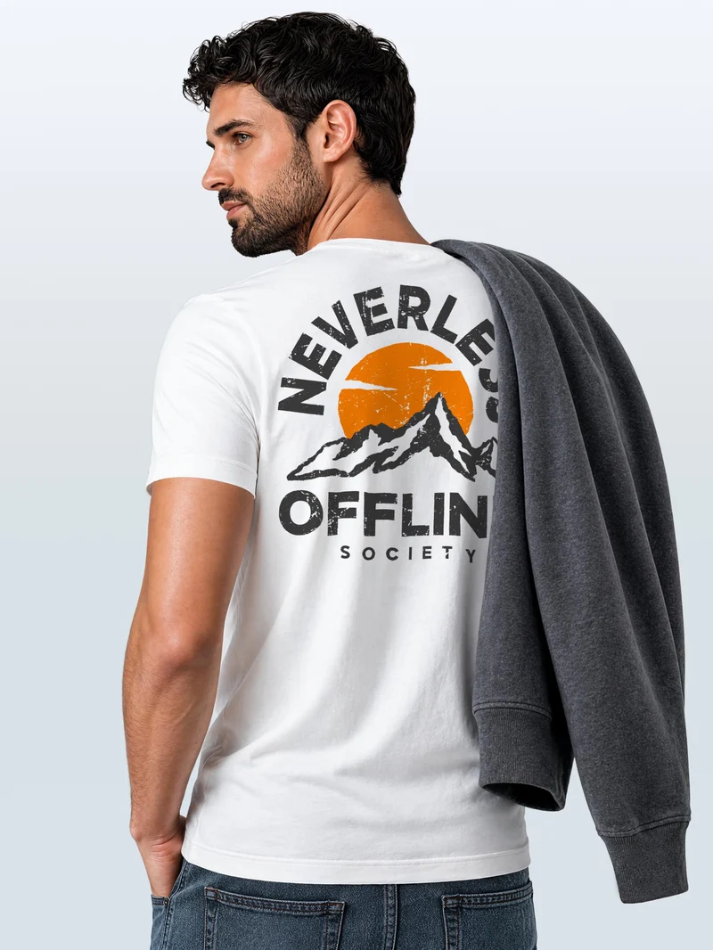 Herren T-Shirt Mountain Offline Society Backprint Slim Fit