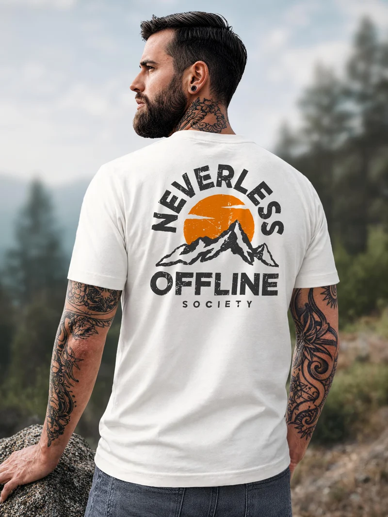 Herren T-Shirt Mountain Offline Society Backprint Slim Fit