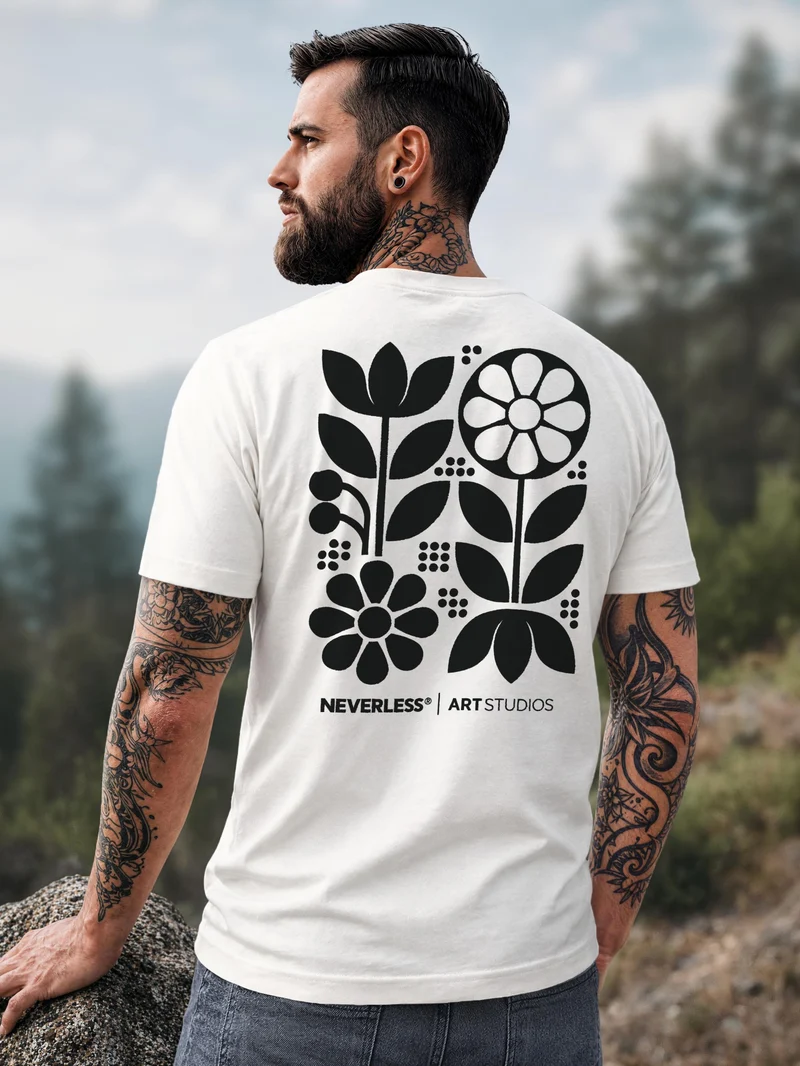 Herren T-Shirt Backprint Cowboy Western Desert Sunset – Baumwollshirt Streetstyle Slim Fit