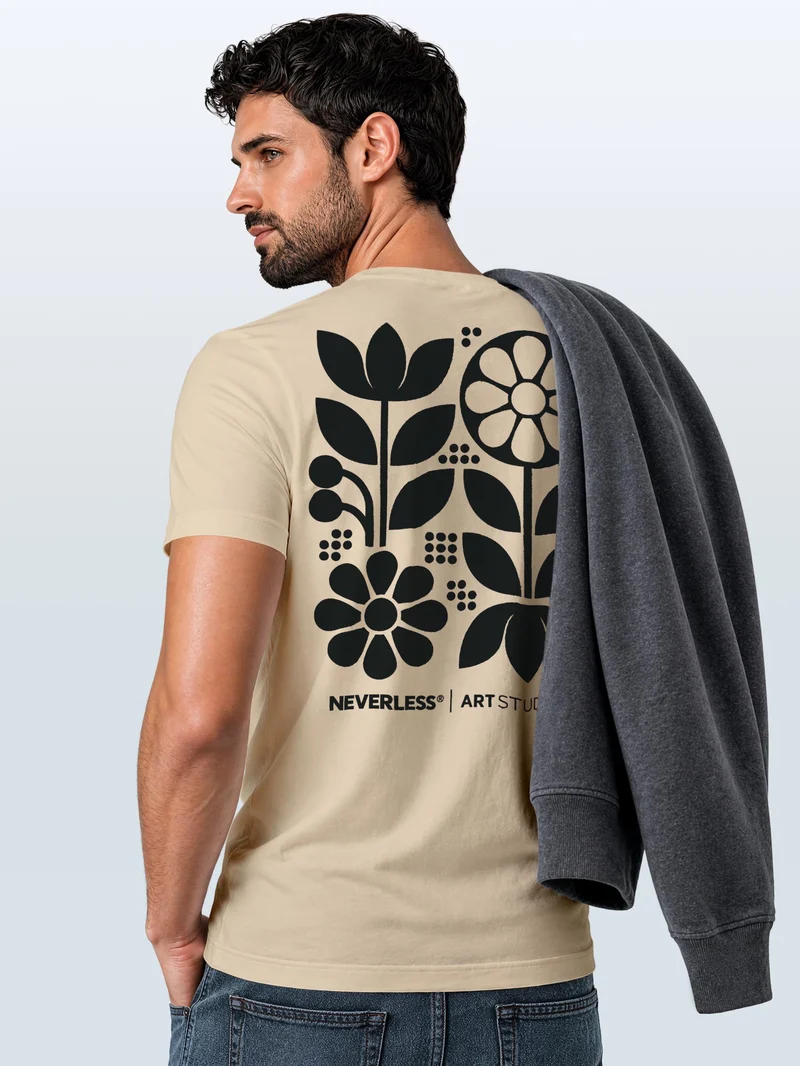 Herren T-Shirt Backprint Cowboy Western Desert Sunset – Baumwollshirt Streetstyle Slim Fit