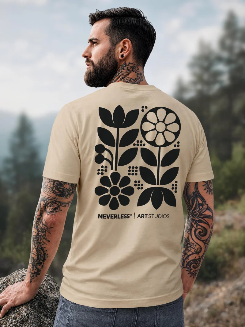Herren T-Shirt Backprint Cowboy Western Desert Sunset – Baumwollshirt Streetstyle Slim Fit