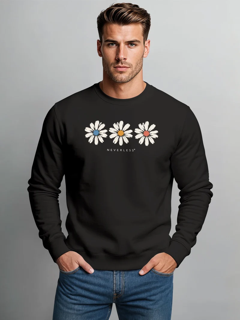 Herren Sweatshirt mit Gänseblümchen-Print Regular Fit